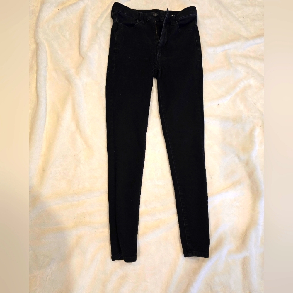 American Eagle womens super high rise jegging black jeans leggings size 4
